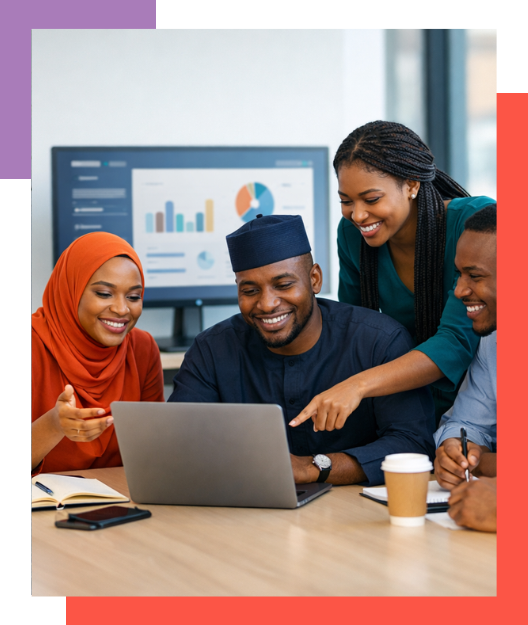 Web design Abuja team discussing digital strategy during an agency meeting