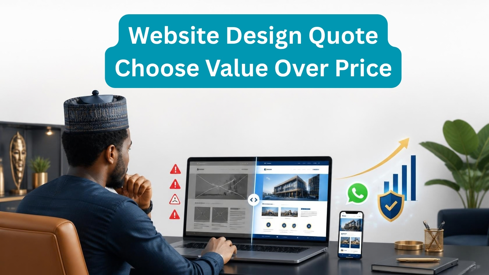 Website design quote comparison showing value-focused web design versus a cheap website option.